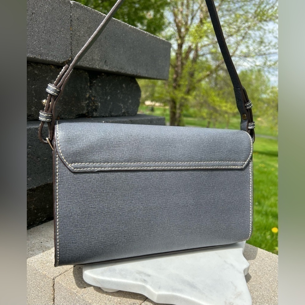 Dooney & Bourke Casey Saffiano Leather Denim Shoulder Purse Like New - Picture 8 of 13